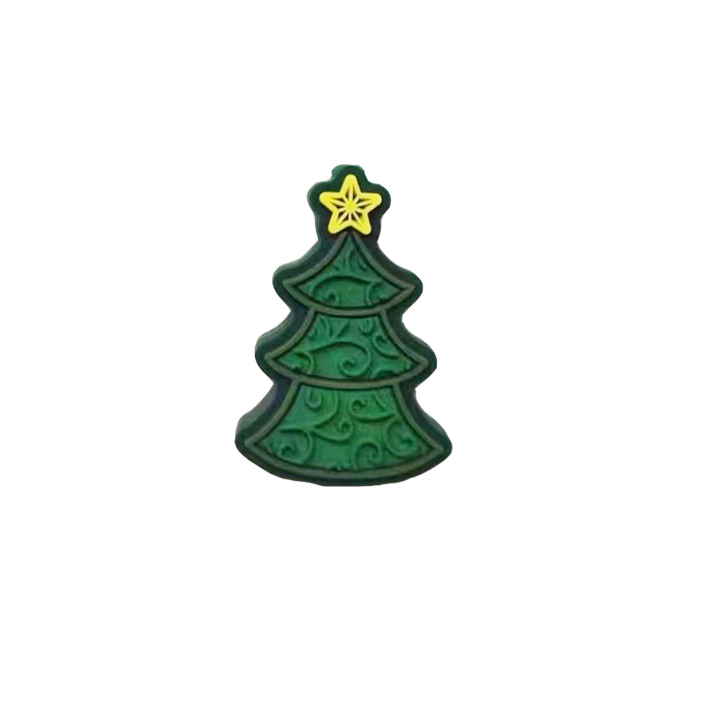 Wholesale 10pcs Cartoon Christmas Star Christmas Tree Pattern Silicone Beads